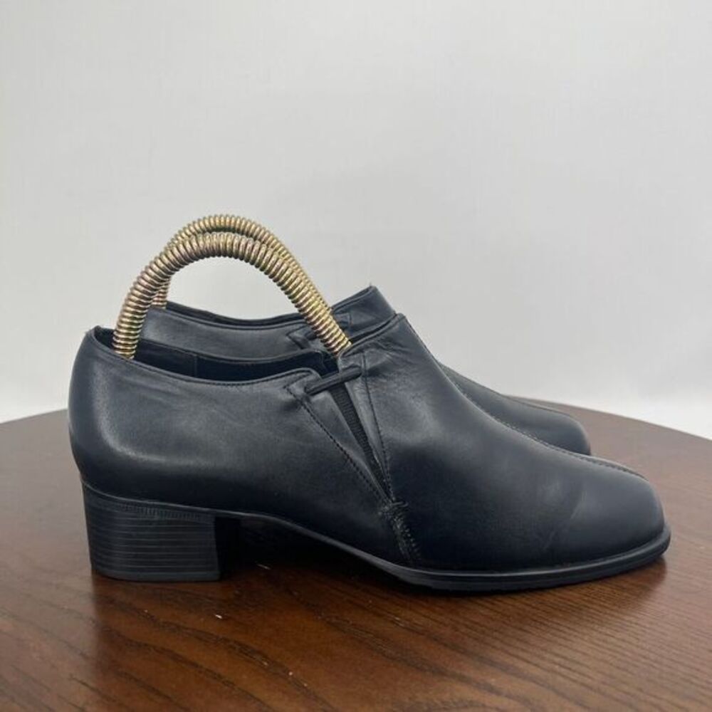 Munro Loafer Shoes Women's 5M Black Leather Slip On Block Heel Casual M281481 - Picture 4 of 16